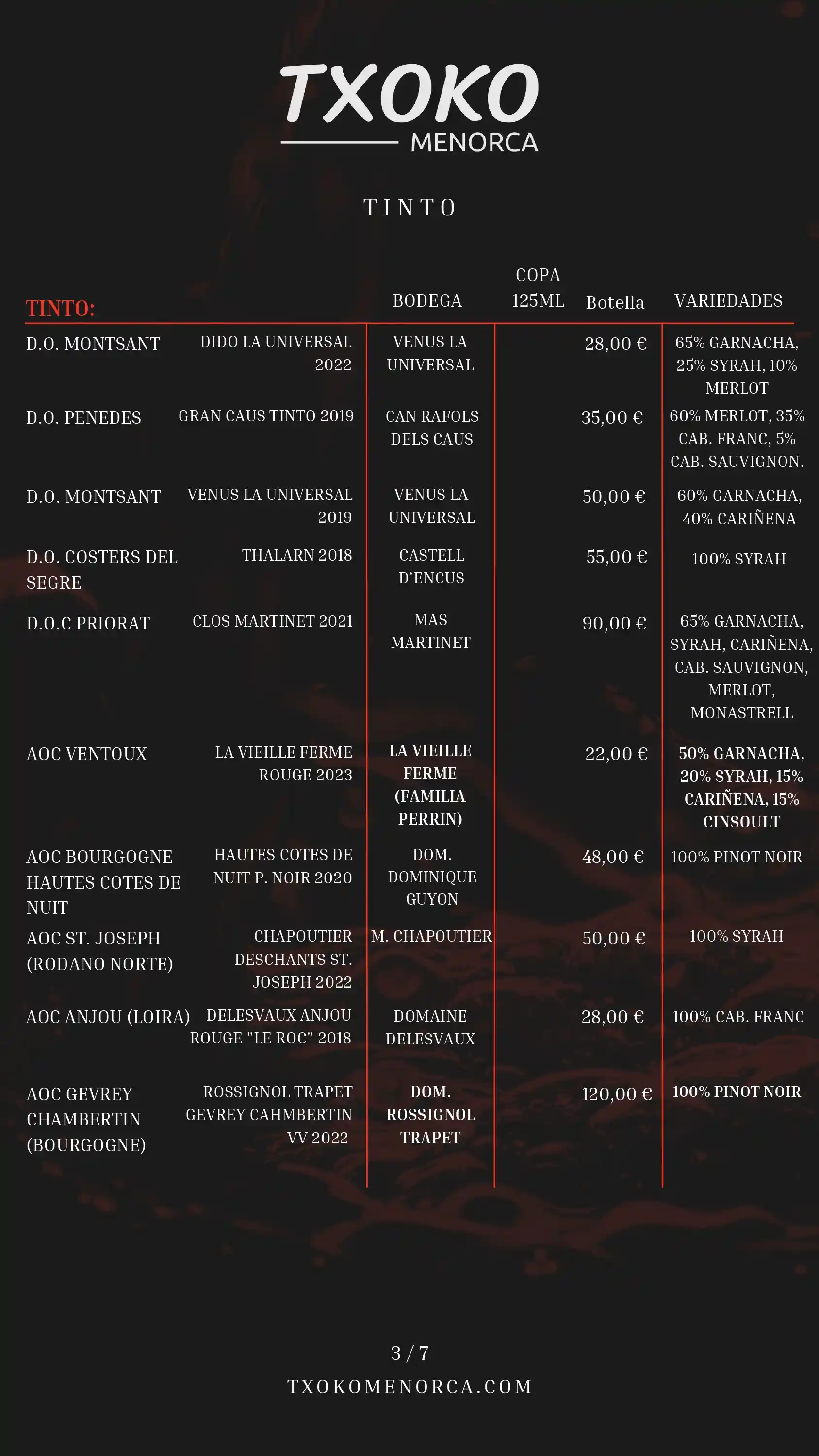Carta de vinos página 3